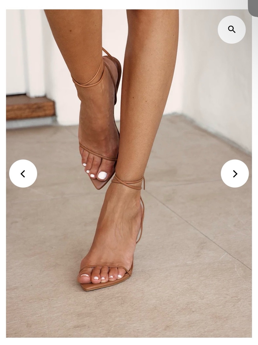 Strappy Ankle-Tie Heels in Nude